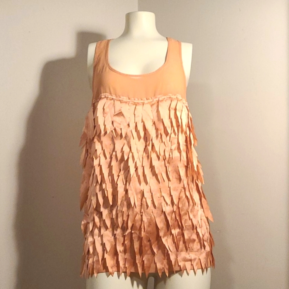 Topshop racer back tiered feather detailed top